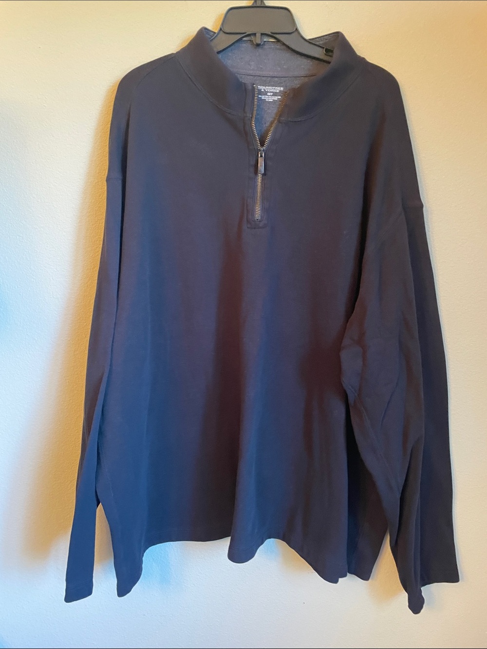 Men's Half-Zip Pullover ribbed Sweater sweatshirt - black 4XLT